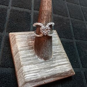 Super cute dainty, but wide heart diamond ring with 925 silver